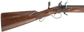 Mortimer Target Rifle,
.54 caliber, 35-1/2" octagon-to-round barrel,
flintlock, checkered walnut, iron trim,  globe & tang sight,
unfired, by Davide Pedersoli